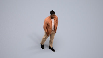 3D scanned man walking casual, photorealistic archviz people for Enscape and SketchUp, back view render