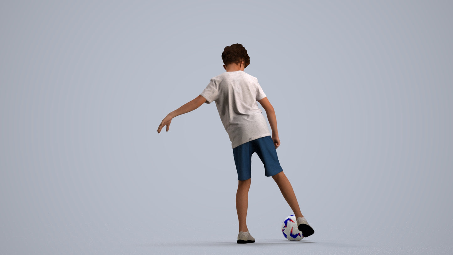 realistic 3D boy sport kids, scanned archviz people for Blender and 3ds Max, front view render