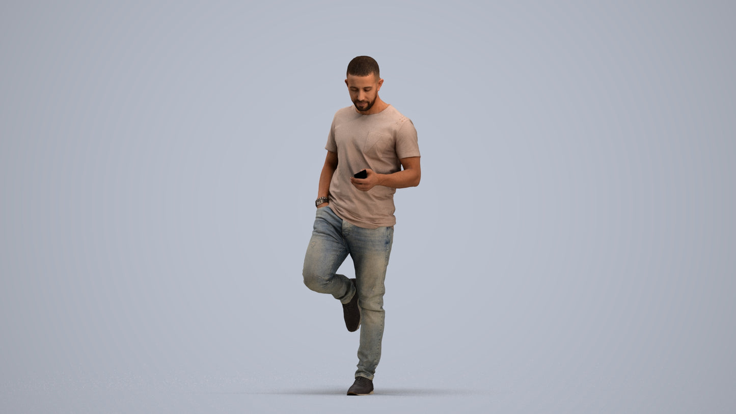 realistic 3D people man casual standing, render-ready for V-Ray and Corona, FBX OBJ, standing pose render