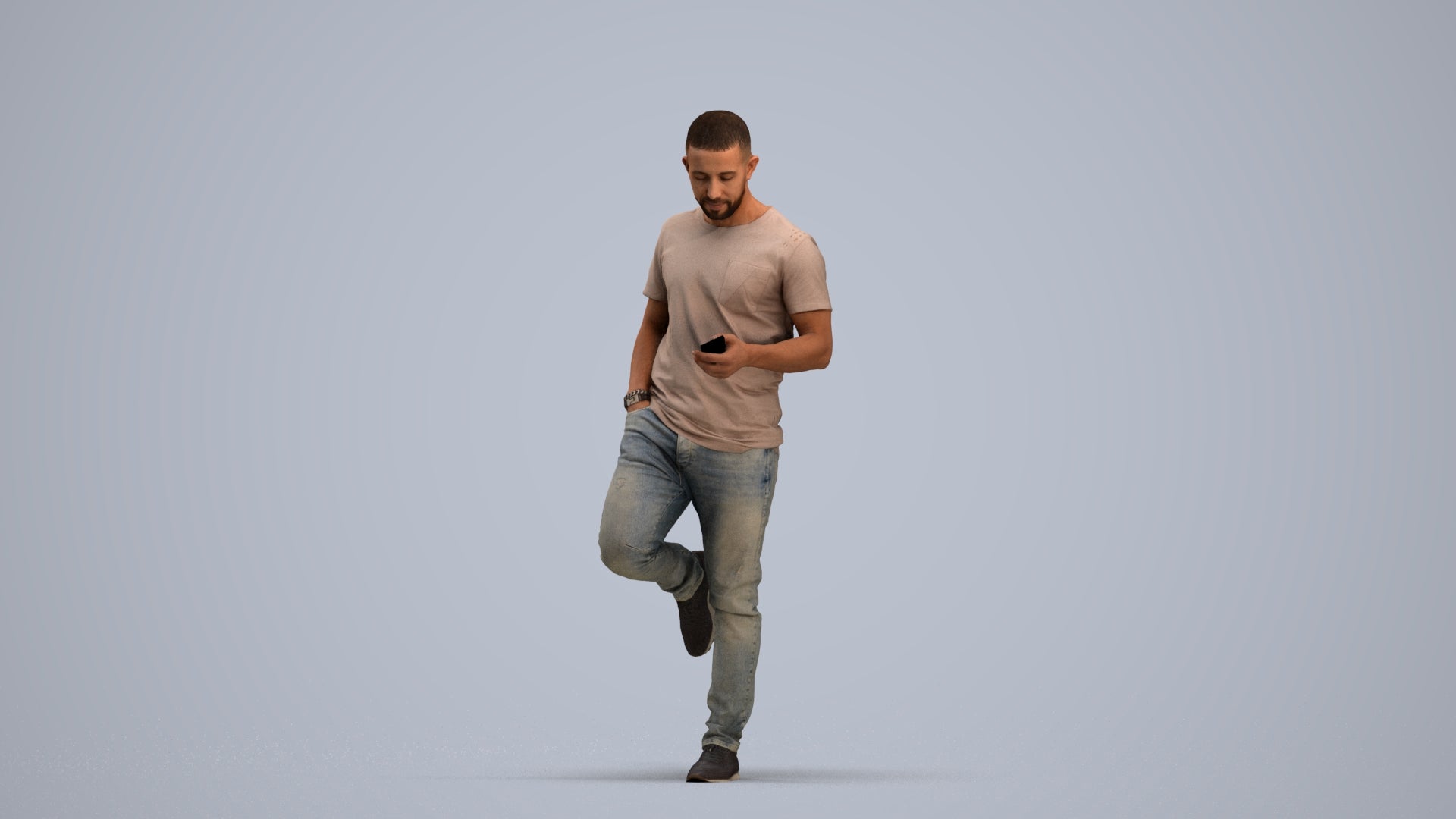 realistic 3D people man casual standing, render-ready for V-Ray and Corona, FBX OBJ, standing pose render