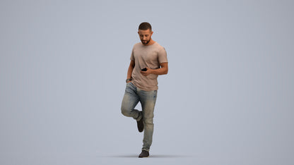 realistic 3D people man casual standing, render-ready for V-Ray and Corona, FBX OBJ, standing pose render