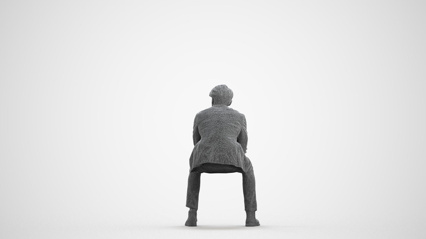 3D human model man business, photogrammetry scanned person for archviz, wireframe front view