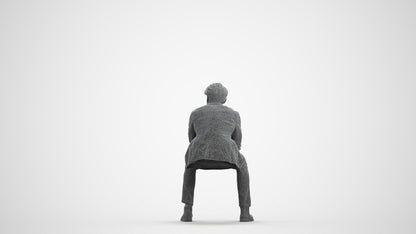 3D human model man business, photogrammetry scanned person for archviz, wireframe front view