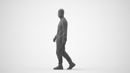 3D scanned man walking casual, photorealistic archviz people for Enscape and SketchUp, square thumbnail