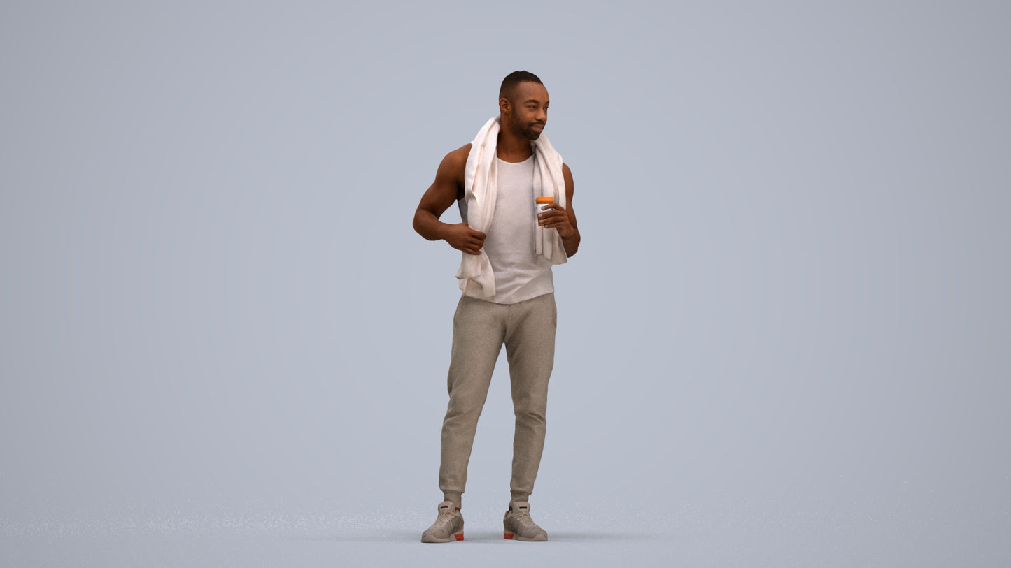 realistic 3D people man casual sport, render-ready for V-Ray and Corona, FBX OBJ, standing pose render