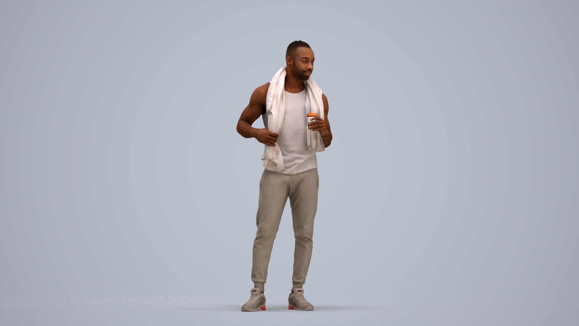realistic 3D people man casual sport, render-ready for V-Ray and Corona, FBX OBJ, standing pose render