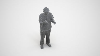 scanned 3D man casual standing, photogrammetry people for Enscape and V-Ray, wireframe three-quarter view