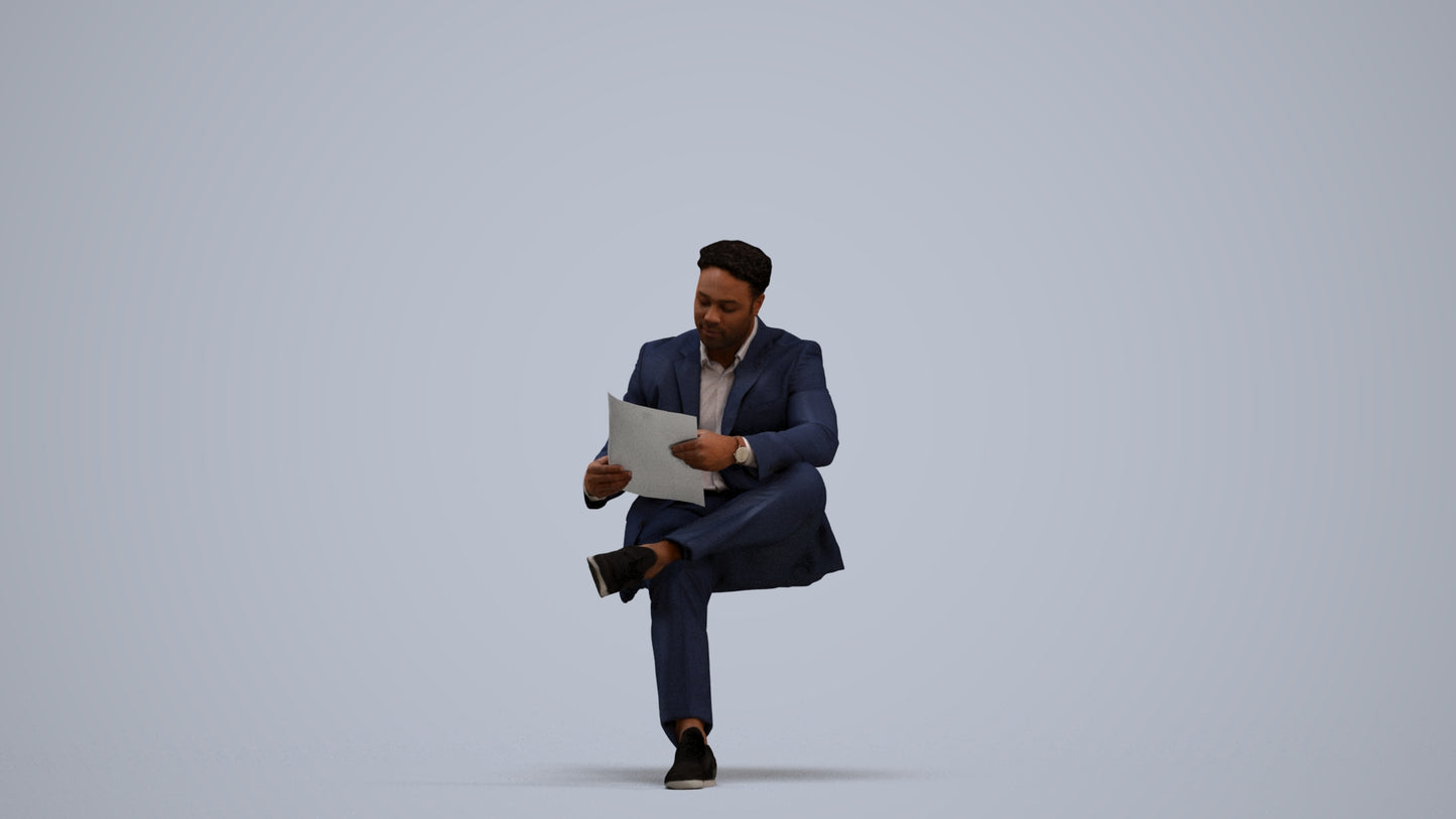 scanned 3D man business, photogrammetry people for Enscape and V-Ray, standing pose render