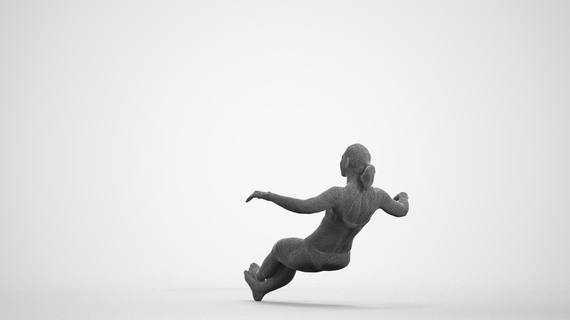 realistic 3D woman pool, scanned archviz people for Blender and 3ds Max, wireframe front view
