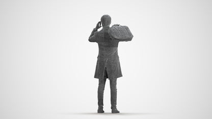 scanned 3D man business standing, photogrammetry people for Enscape and V-Ray, wireframe front view