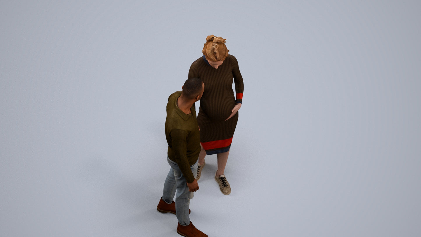 scanned 3D woman casual couple, photogrammetry people for Enscape and V-Ray, back view render