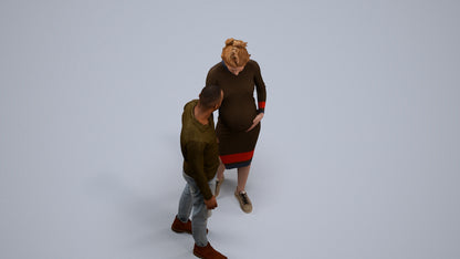 scanned 3D woman casual couple, photogrammetry people for Enscape and V-Ray, back view render
