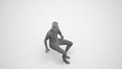 scanned 3D man pool, photogrammetry people for Enscape and V-Ray, wireframe three-quarter view