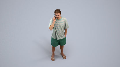 3D human model man casual standing, photogrammetry scanned person for archviz, back view render