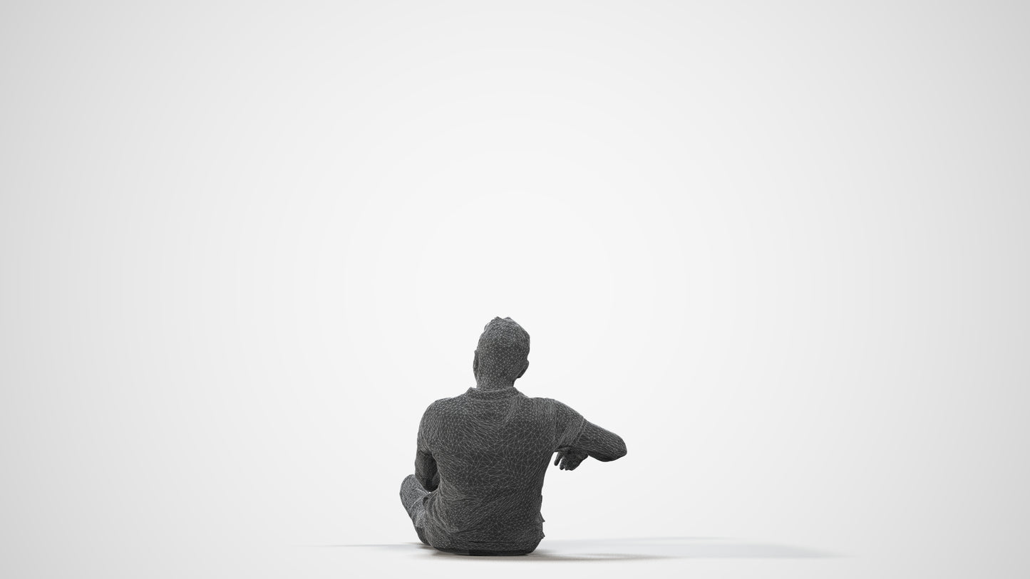 3D scanned man sitting casual, photorealistic archviz people for Enscape and SketchUp, square thumbnail