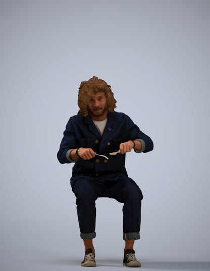 realistic 3D man casual sitting, scanned archviz people for Blender and 3ds Max