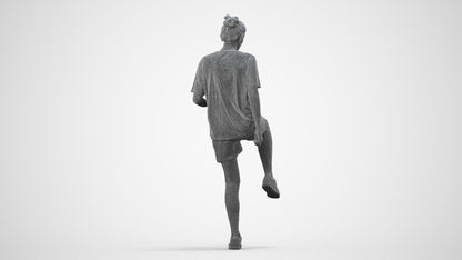 realistic 3D woman sport, scanned archviz people for Blender and 3ds Max, wireframe side view