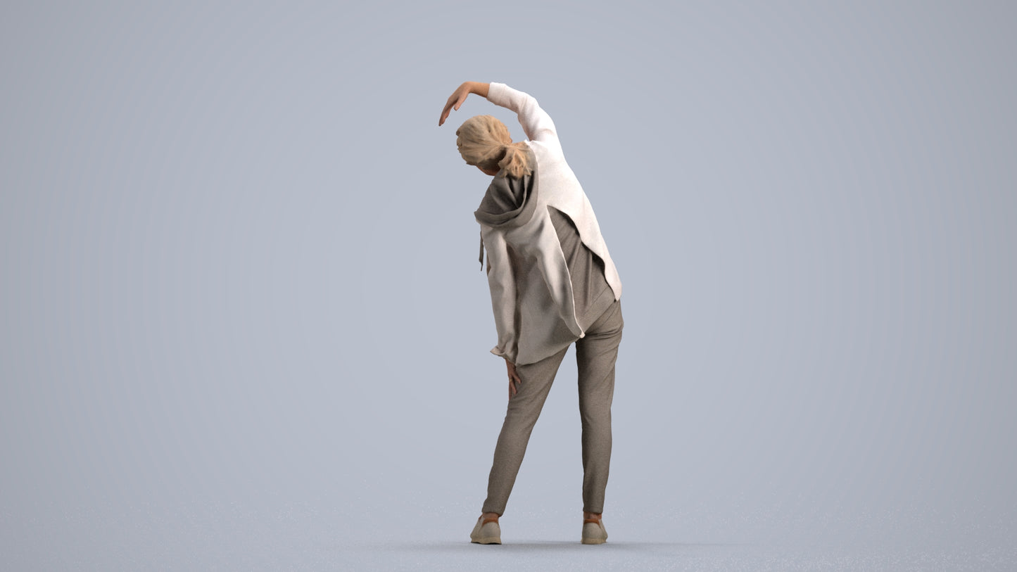realistic 3D people senior woman sport, render-ready for V-Ray and Corona, FBX OBJ, front view render