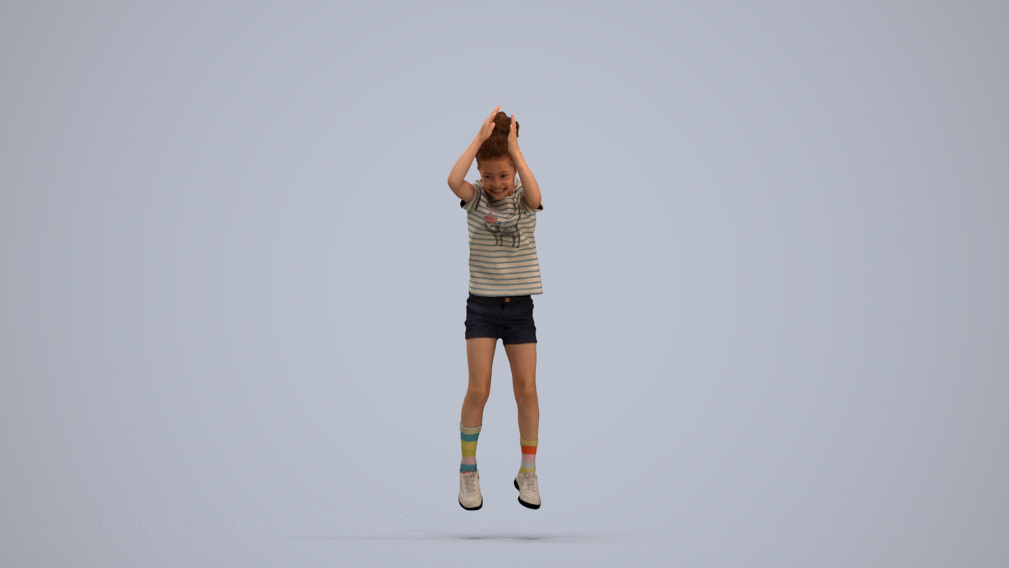 realistic 3D human girl casual kids, archviz people FBX OBJ for Blender, standing pose render