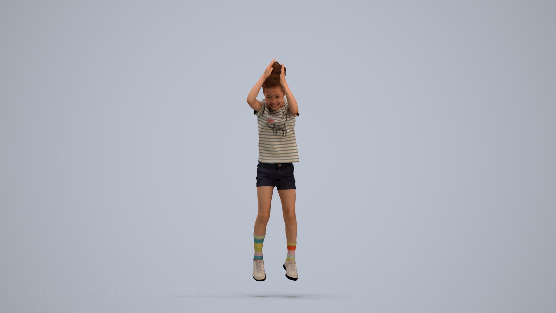 realistic 3D human girl casual kids, archviz people FBX OBJ for Blender, standing pose render