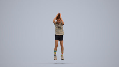 realistic 3D human girl casual kids, archviz people FBX OBJ for Blender, standing pose render