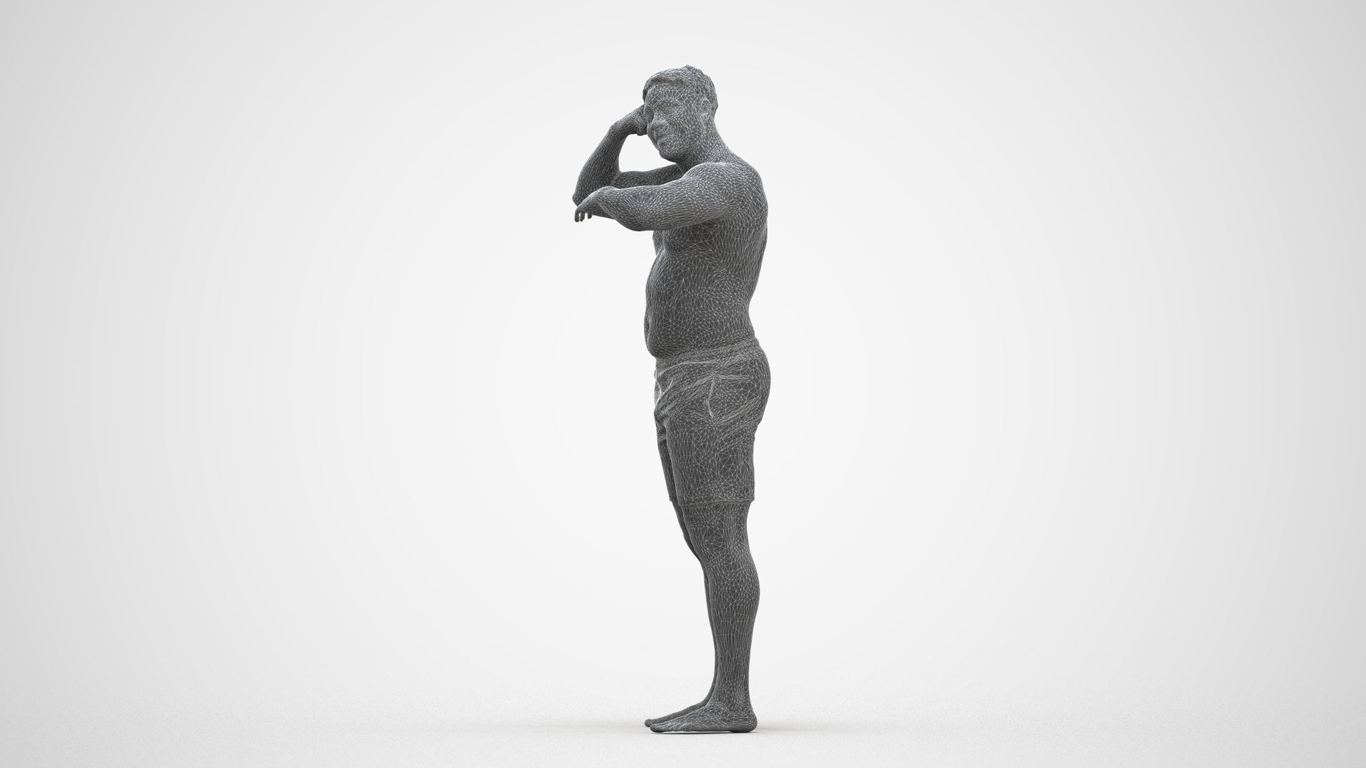realistic 3D human man pool, archviz people FBX OBJ for Blender, three-quarter front view render