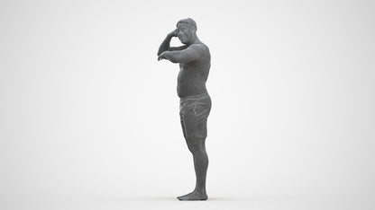 realistic 3D human man pool, archviz people FBX OBJ for Blender, three-quarter front view render