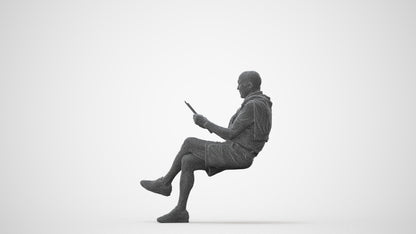 realistic 3D people senior man casual sitting, render-ready for V-Ray and Corona, FBX OBJ, square thumbnail