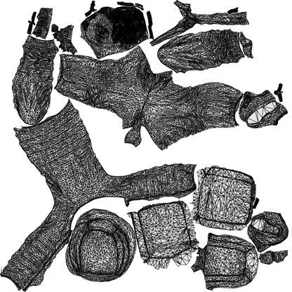3D human model man casual formal, photogrammetry scanned person for archviz, wireframe top-down view