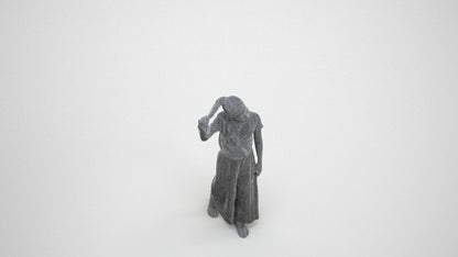 scanned 3D woman casual kids, photogrammetry people for Enscape and V-Ray, wireframe three-quarter view