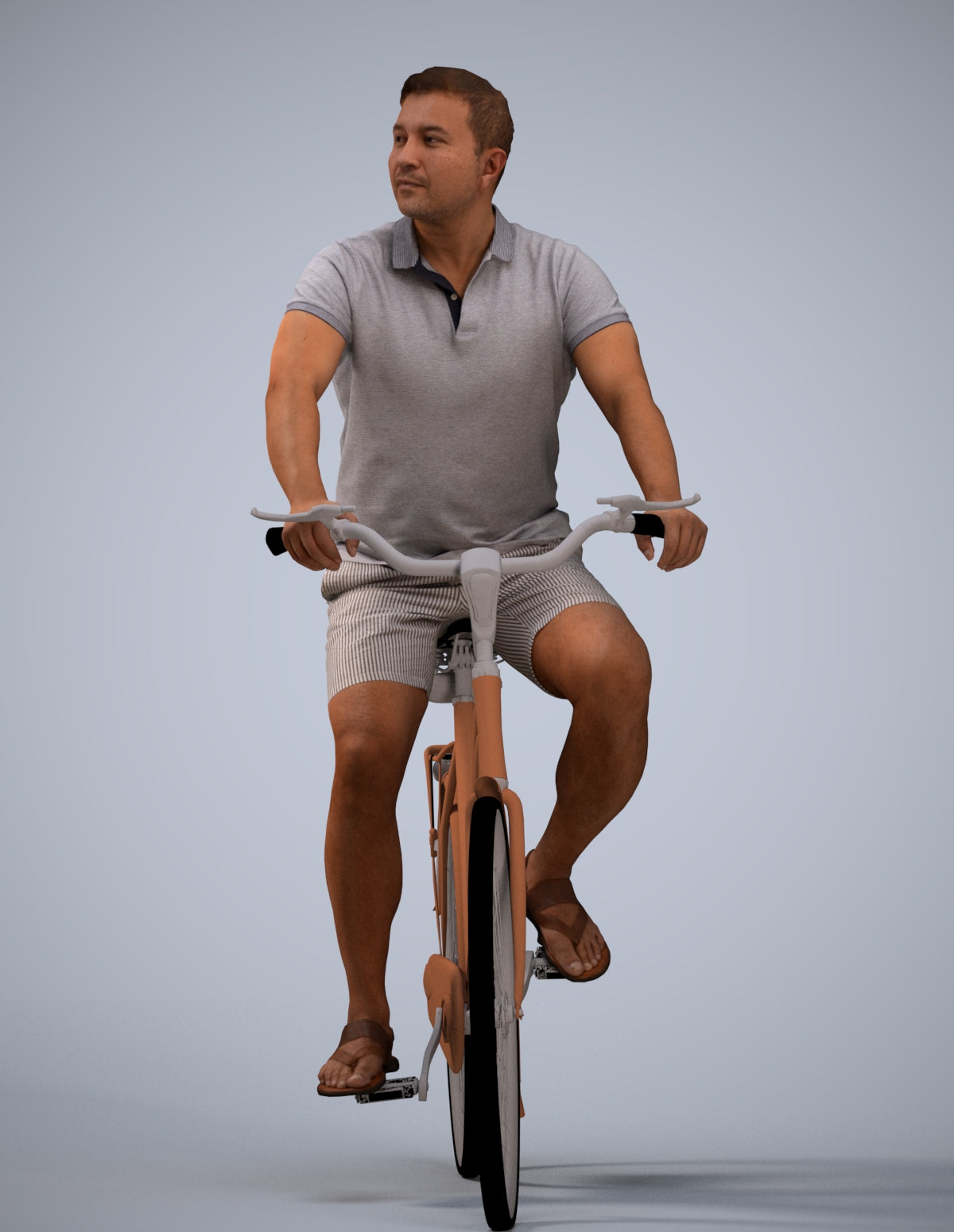 scanned 3D man casual cycling, photogrammetry people for Enscape and V-Ray