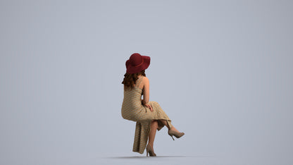 realistic 3D human woman casual sitting, archviz people FBX OBJ for Blender, front view render