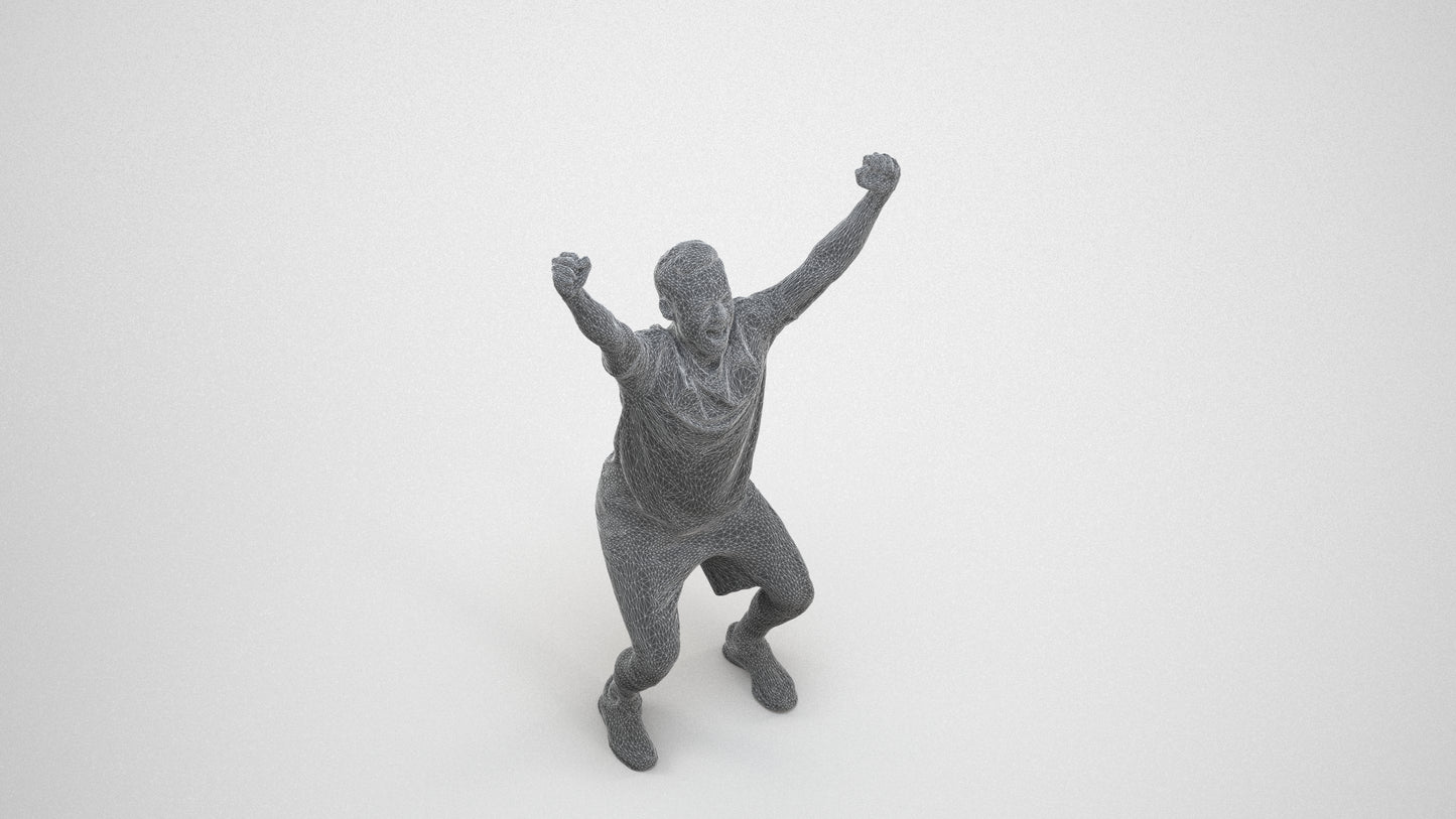 realistic 3D people man sport, render-ready for V-Ray and Corona, FBX OBJ, wireframe three-quarter view