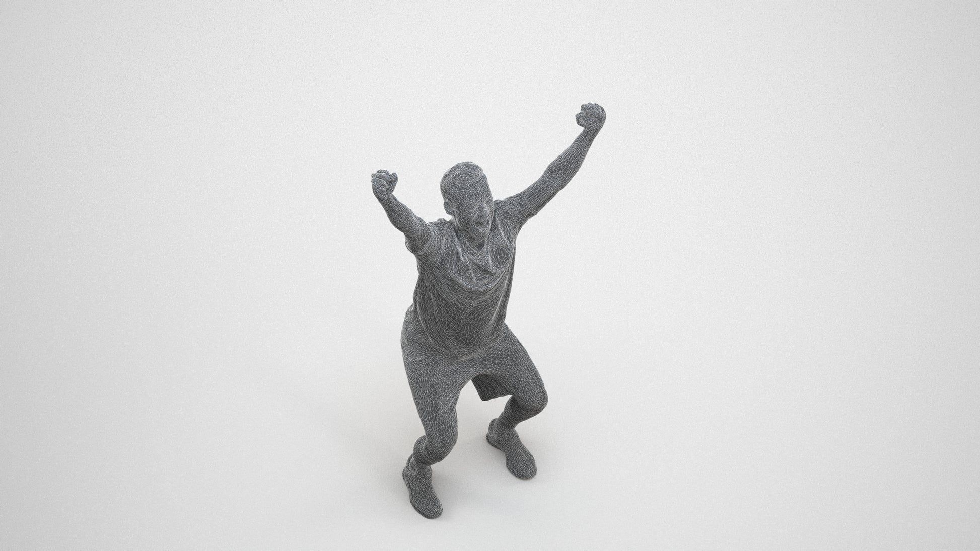 realistic 3D people man sport, render-ready for V-Ray and Corona, FBX OBJ, wireframe three-quarter view