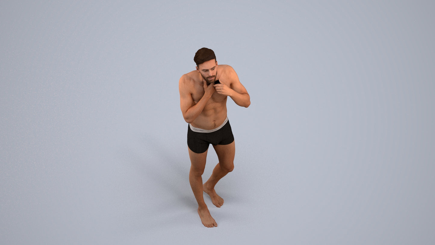 photogrammetry 3D man mix, realistic human model archviz FBX, back view render