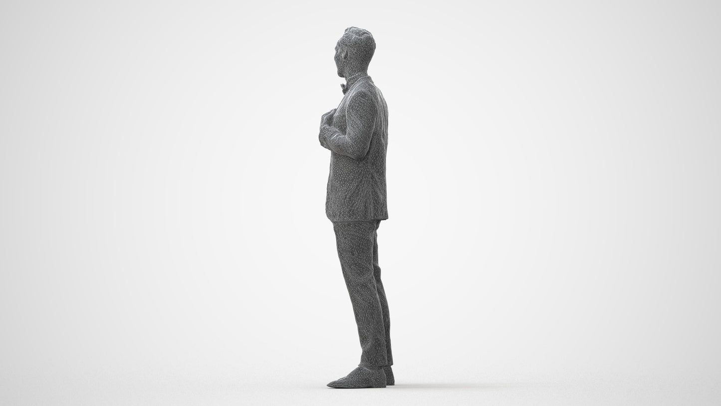 3D human model man formal formalaffairs, photogrammetry scanned person for archviz, square thumbnail
