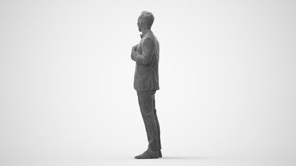 3D human model man formal formalaffairs, photogrammetry scanned person for archviz, square thumbnail