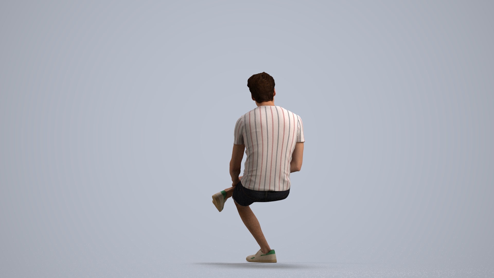 realistic 3D human man casual sitting, archviz people FBX OBJ for Blender, front view render
