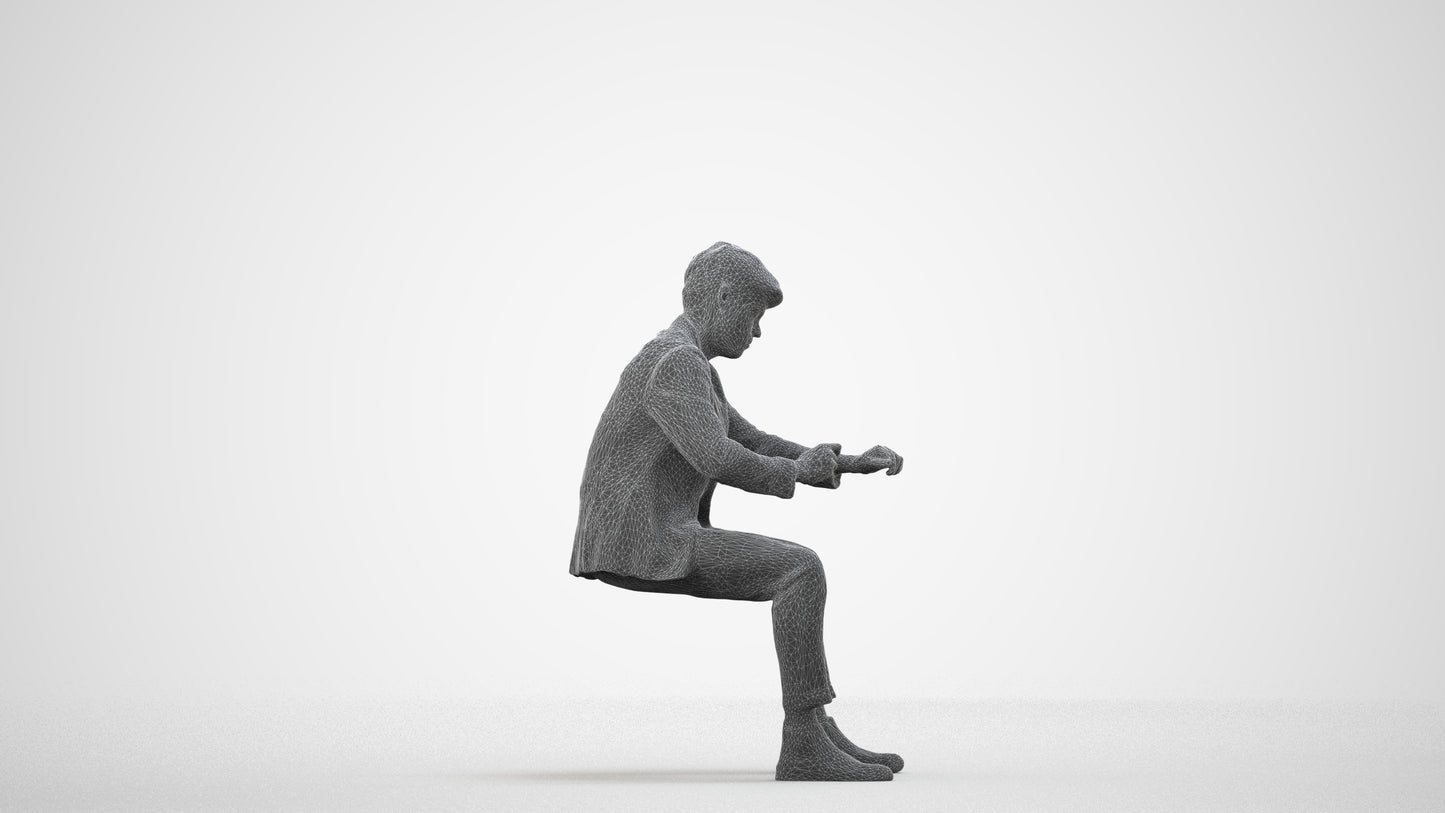 scanned 3D man business, photogrammetry people for Enscape and V-Ray, wireframe side view
