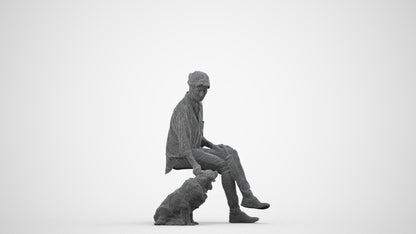 realistic 3D people woman casual sitting, render-ready for V-Ray and Corona, FBX OBJ, wireframe side view