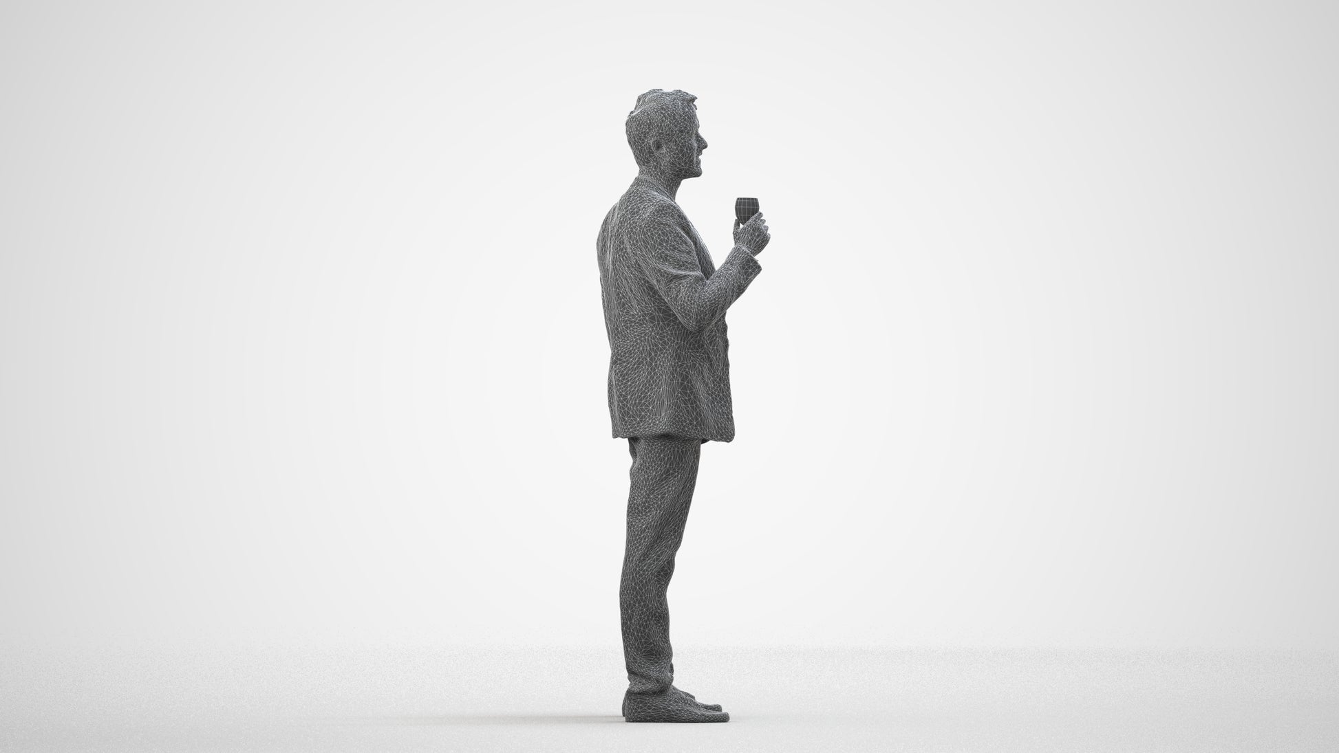scanned 3D man formal formalaffairs, photogrammetry people for Enscape and V-Ray, wireframe side view