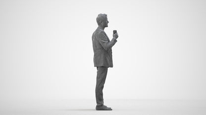 scanned 3D man formal formalaffairs, photogrammetry people for Enscape and V-Ray, wireframe side view