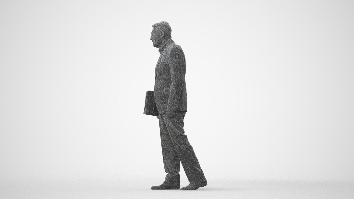 realistic 3D senior man business, scanned archviz people for Blender and 3ds Max, square thumbnail