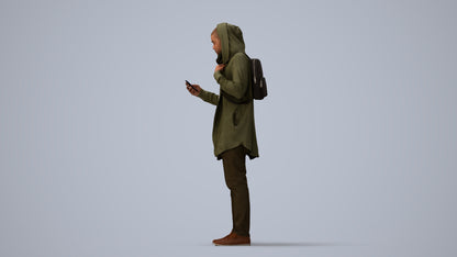 realistic 3D man casual standing, scanned archviz people for Blender and 3ds Max, three-quarter view render