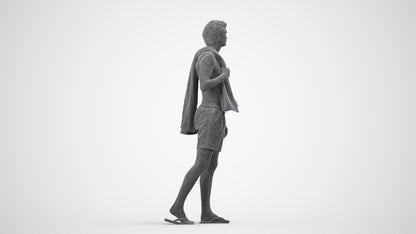 realistic 3D people man sport, render-ready for V-Ray and Corona, FBX OBJ, wireframe side view
