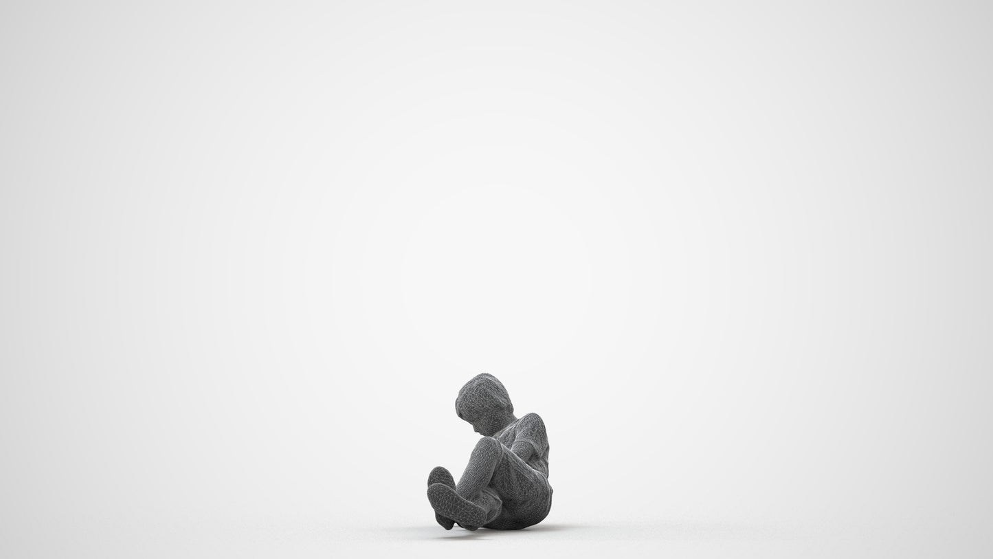 3D human model boy casual kids, photogrammetry scanned person for archviz, square thumbnail