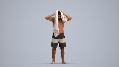 3D scanned man pool sport, photorealistic archviz people for Enscape and SketchUp, standing pose render