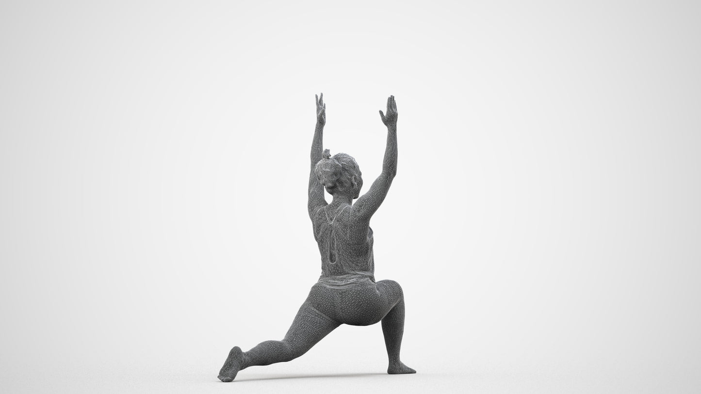 realistic 3D people woman sport, render-ready for V-Ray and Corona, FBX OBJ, wireframe side view