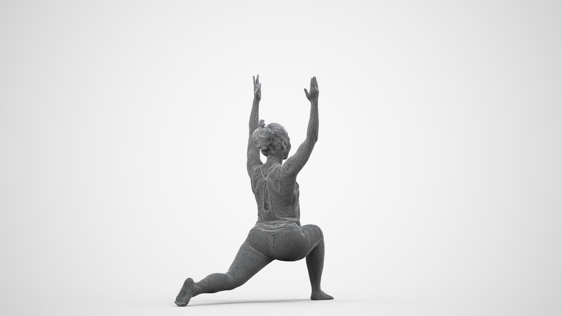realistic 3D people woman sport, render-ready for V-Ray and Corona, FBX OBJ, wireframe side view
