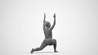 realistic 3D people woman sport, render-ready for V-Ray and Corona, FBX OBJ, wireframe side view